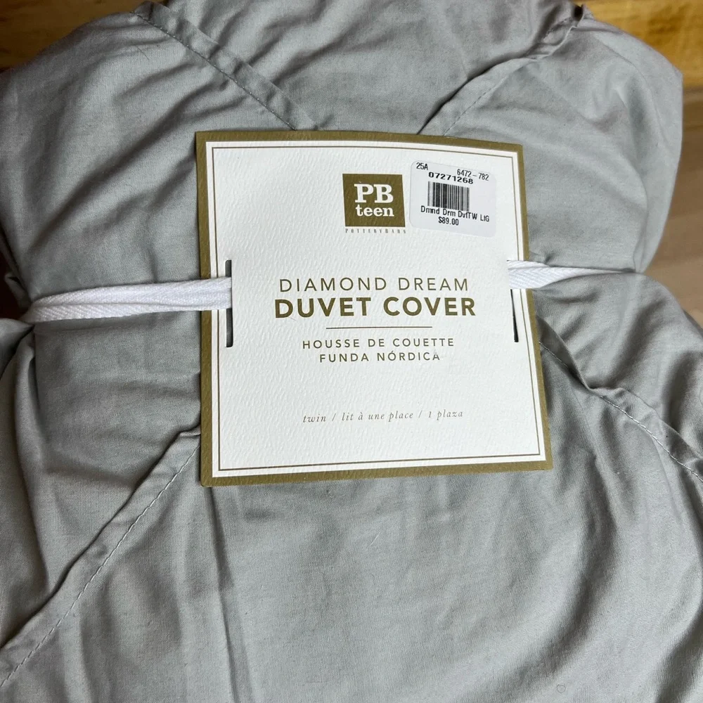 Pottery Barn Teen Diamond Dream Duvet Cover TWIN NWT Gray
